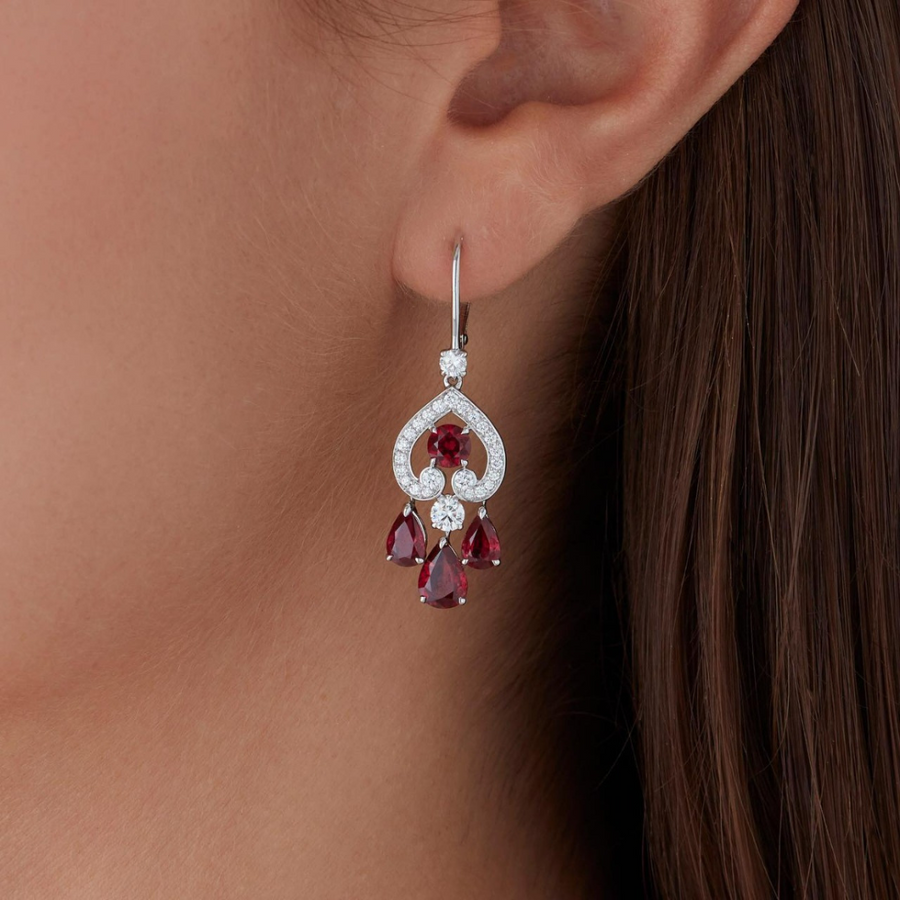Genuine Ruby Earrings - Vintage 14k Yellow Gold Pink Gemstones Cluster – MJV